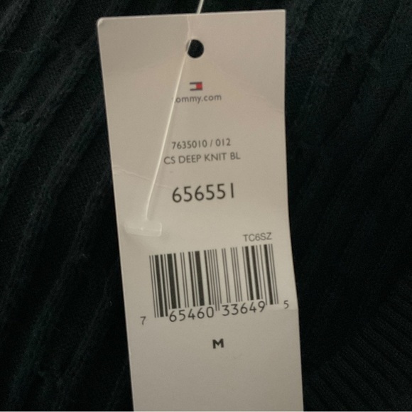 Tommy Hilfiger Womens Cable Knit Sweater Sz M Slim Fit Black NWT Preppy - Picture 11 of 12